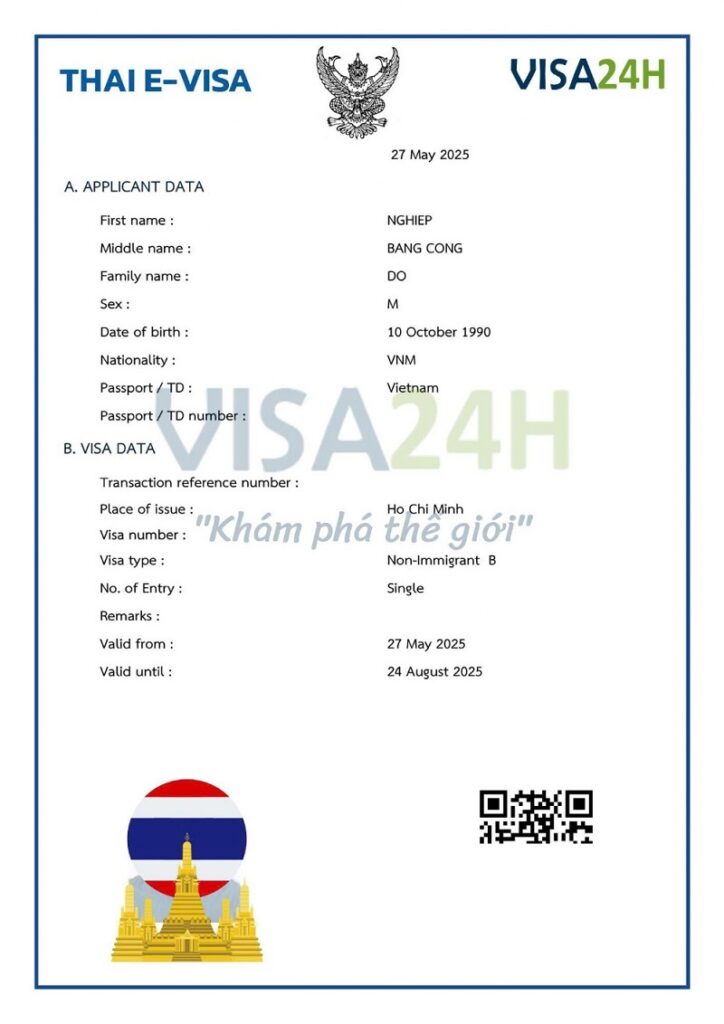 Hình ảnh visa dtv thái.lan