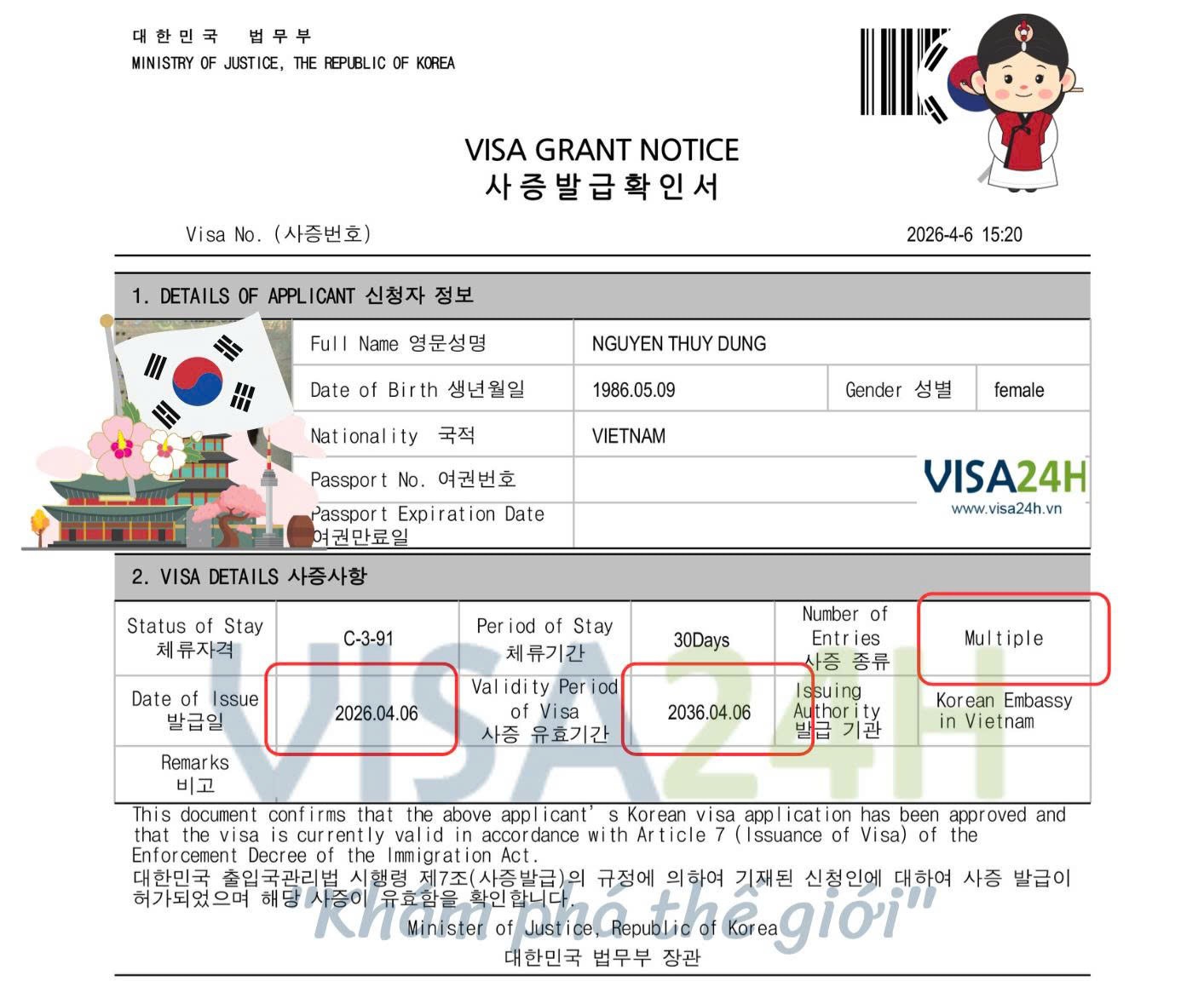 Visa hàn quốc 10 năm