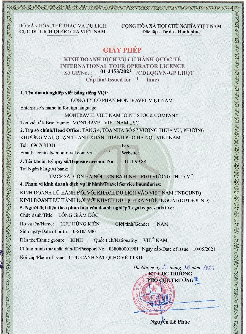 Giấy phép lữ hành Visa24h